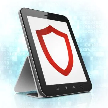 Protection concept: Contoured Shield on tablet pc computer Stock Illustration