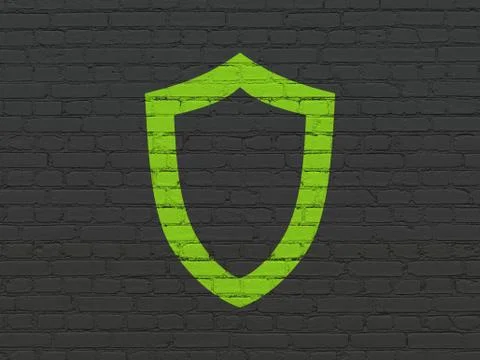 Protection concept: Contoured Shield on wall background Illustrazione stock