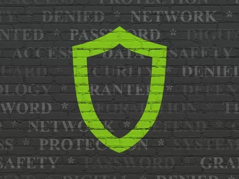 Protection concept: Contoured Shield on wall background Ilustración de archivo