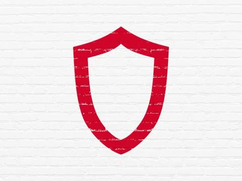 Protection concept: Contoured Shield on wall background Stock Illustration