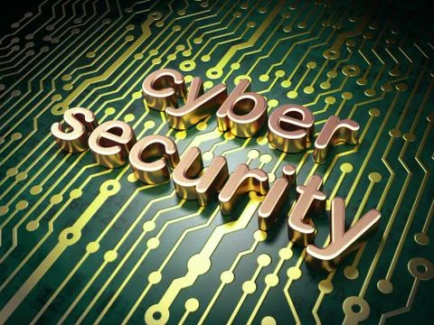 Protection concept: Cyber Security on circuit board background Stock Illustration