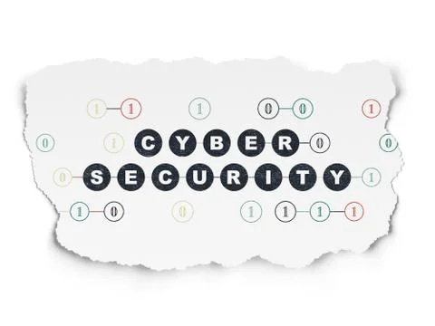 Protection concept: Cyber Security on Torn Paper background 库存插图