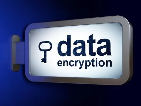 Protection concept: Data Encryption and Key on billboard background Stock Illustration