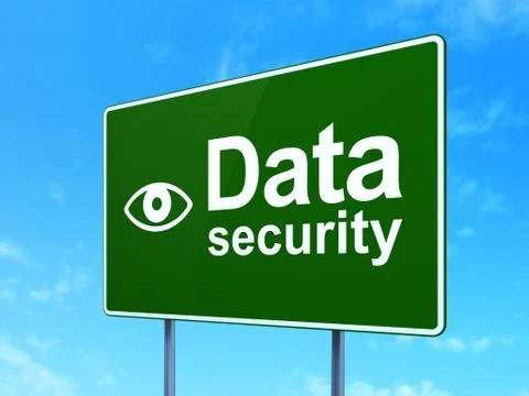 Protection concept: Data Security and Eye on road sign Stockillustratie