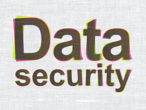 Protection concept: Data Security on fabric texture background 스톡 일러스트