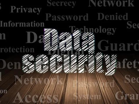 Protection concept: Data Security in grunge dark room Stock Illustration