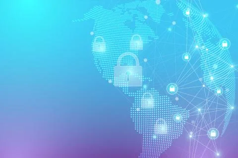 Protection concept. Data Security system Shield Protection Verification. Cyber Stock Illustration