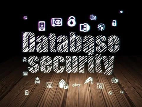 Protection concept: Database Security in grunge dark room Stock Illustration