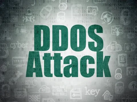 Protection concept: DDOS Attack on Digital Paper background Stock Illustration