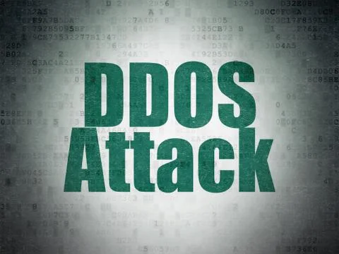 Protection concept: DDOS Attack on Digital Data Paper background Stock Illustration
