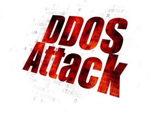 Protection concept: DDOS Attack on Digital background Stock Illustration