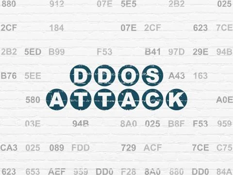 Protection concept: DDOS Attack on wall background Stock Illustration
