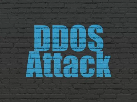 Protection concept: DDOS Attack on wall background Stock Illustration