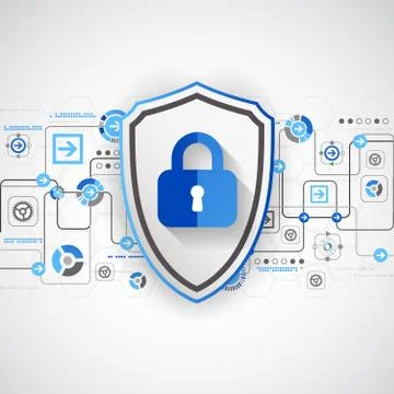 Protection concept of digital and technological. Stock Illustration