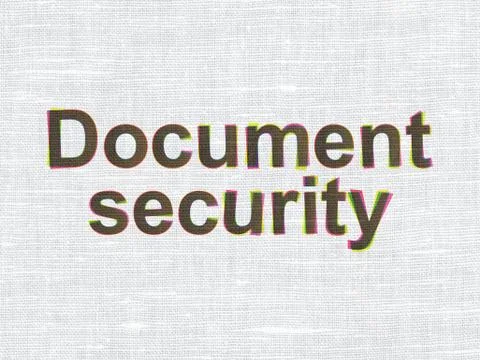 Protection concept: Document Security on fabric texture Illustrazione stock