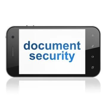 Protection concept: Document Security on smartphone Ilustração Stock