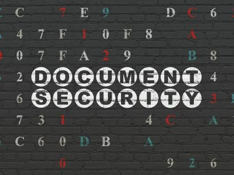 Protection concept: Document Security on wall background Illustrazione stock