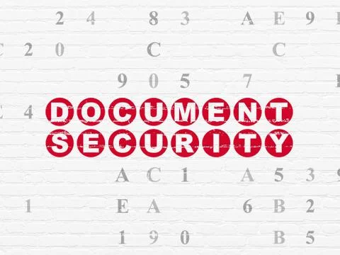 Protection concept: Document Security on wall background Illustrazione stock