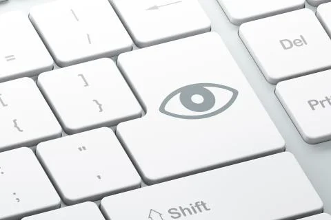Protection concept: Eye on computer keyboard background 스톡 일러스트