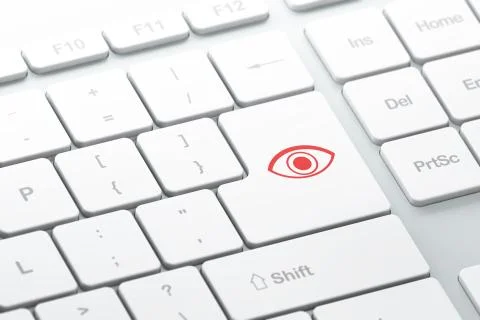 Protection concept: Eye on computer keyboard background イラスト素材