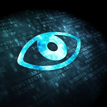 Protection concept: Eye on digital background Ilustración de archivo
