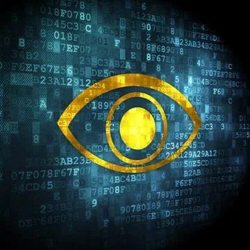 Protection concept: Eye on digital background 스톡 일러스트