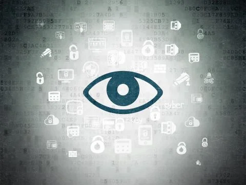 Protection concept: Eye on Digital Data Paper background Stock Illustration