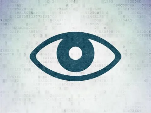 Protection concept: Eye on Digital Data Paper background Ilustración de archivo