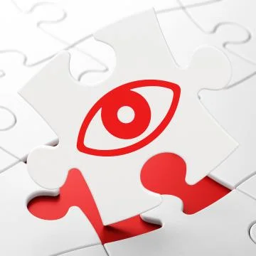 Protection concept: Eye on puzzle background Stock Illustration