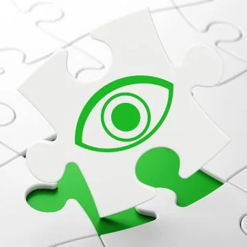 Protection concept: Eye on puzzle background Stock-Illustration
