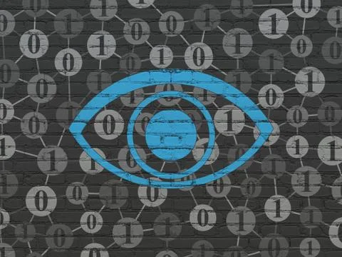 Protection concept: Eye on wall background Stock Illustration
