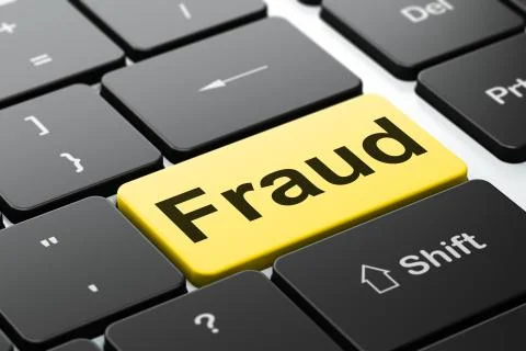 Protection concept: Fraud on computer keyboard background Illustrazione stock