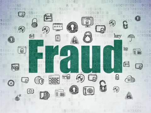 Protection concept: Fraud on Digital Data Paper background Illustrazione stock