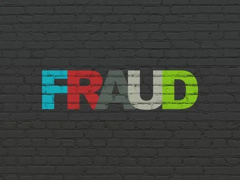 Protection concept: Fraud on wall background Illustrazione stock