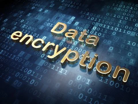 Protection concept: Golden Data Encryption on digital background Stock Illustration