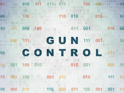 Protection concept: Gun Control on Digital Data Paper background 스톡 일러스트