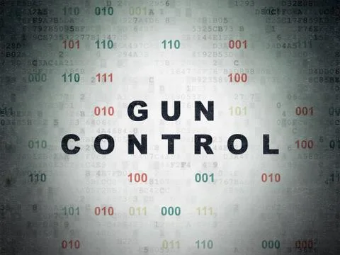 Protection concept: Gun Control on Digital Data Paper background Stock Illustration