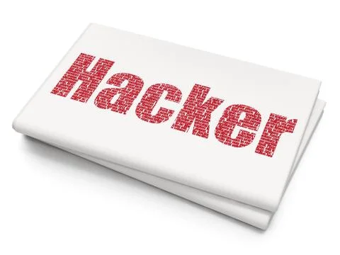 Protection concept: Hacker on Blank Newspaper background Illustrazione stock