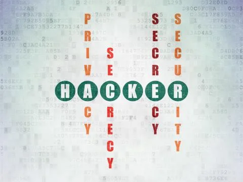 Protection concept: Hacker in Crossword Puzzle Illustrazione stock