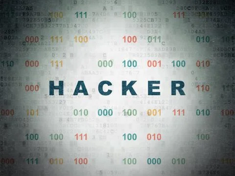 Protection concept: Hacker on Digital Data Paper background イラスト素材