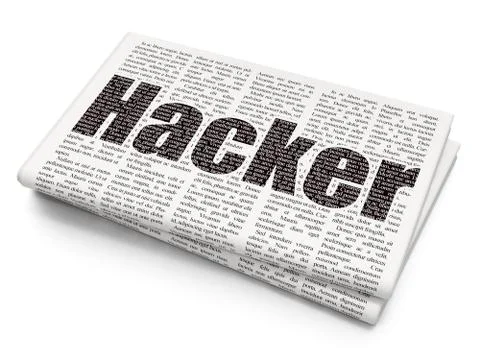 Protection concept: Hacker on Newspaper background Illustrazione stock