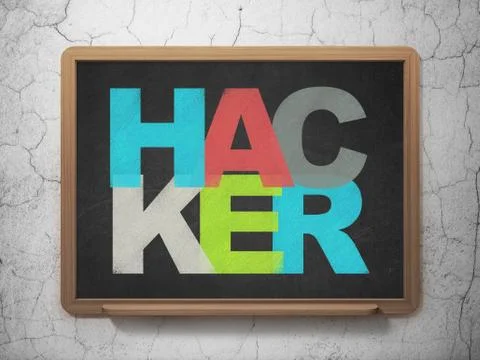 Protection concept: Hacker on School board background Stock Illustration