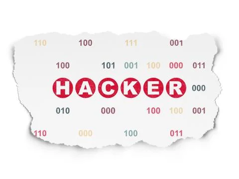 Protection concept: Hacker on Torn Paper background Illustrazione stock