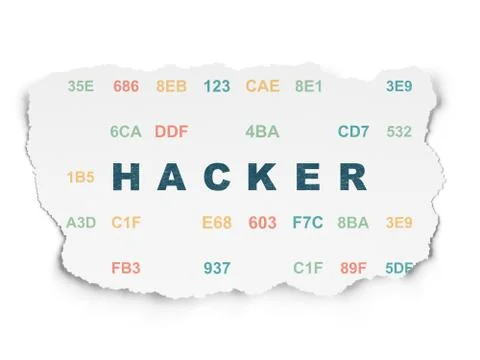 Protection concept: Hacker on Torn Paper background イラスト素材