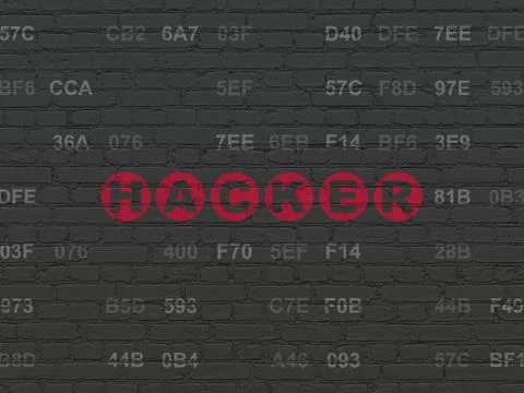 Protection concept: Hacker on wall background 스톡 일러스트