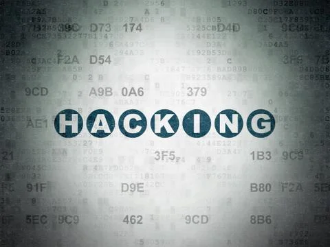 Protection concept: Hacking on Digital Data Paper background Illustrazione stock