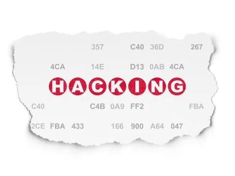 Protection concept: Hacking on Torn Paper background Illustrazione stock