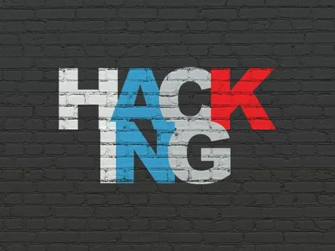 Protection concept: Hacking on wall background 스톡 일러스트