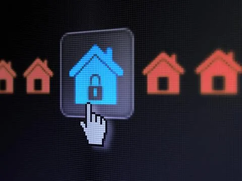 Protection concept: Home on digital computer screen Ilustração Stock
