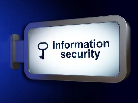 Protection concept: Information Security and Key on billboard ba Stock Illustration